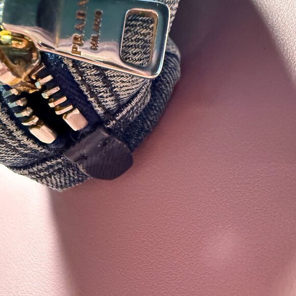 PRADA DISTRESSED DENIM POUCH - Picture 3 of 11
